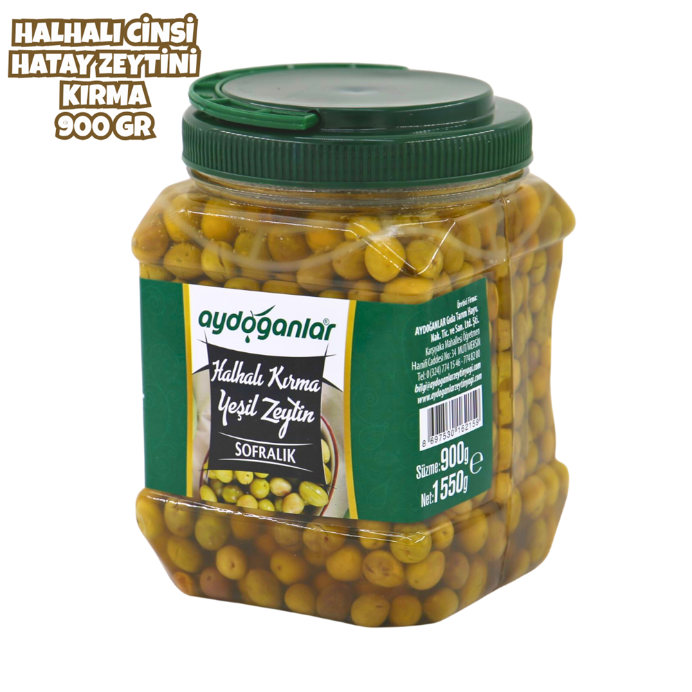 Halhalı Yeşil Kırma Zeytin Minik 900 Gr (Yeni Sezon Acı)