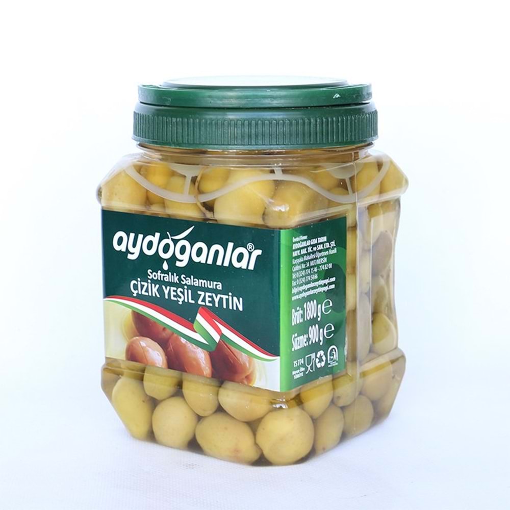 Domat Yeşil Çizik Zeytin (121-140 Kalibre) 900 Gr
