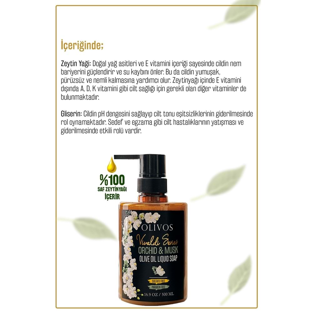 Olivos Zeytinyağlı Orkide & Misk Kokulu Sıvı Sabun 500 Ml