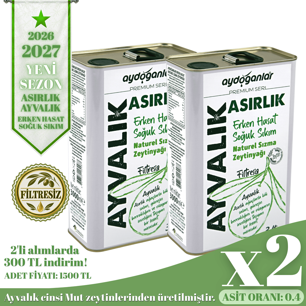 2 ADET ASIRLIK AYVALIK 3+3 Lt (Premium Seri)