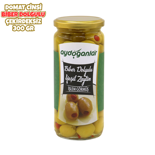 Biber Dolgulu Yeşil Zeytin (261-290 M) 300 Gr