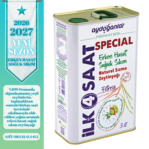 İlk Dört Saat Erken Hasat Soğuk Sıkım Zeytinyağı 3 Lt (Premium Seri)