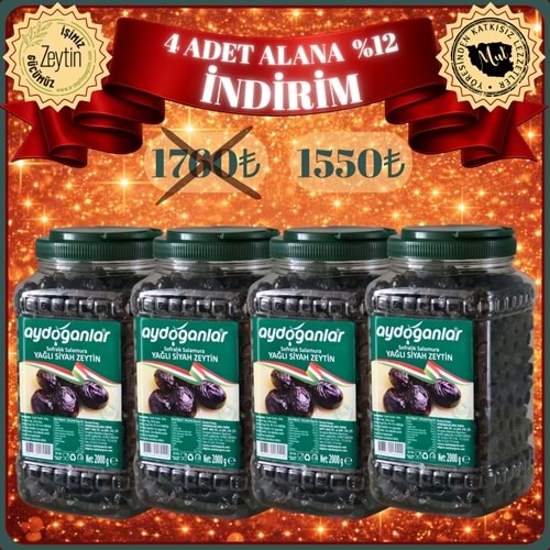 4 ADET SİYAH YAĞLI SALAMURA ZEYTİN (S) 2 KG