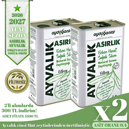 2 ADET ASIRLIK AYVALIK 3+3 Lt (Premium Seri)